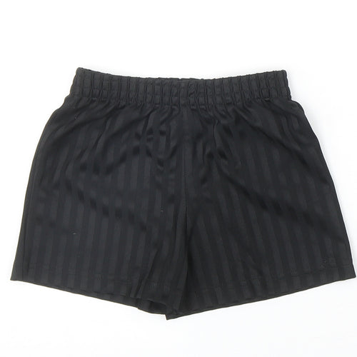 Preworn Boys Black Striped Polyester Sweat Shorts Size 3-4 Years Regular