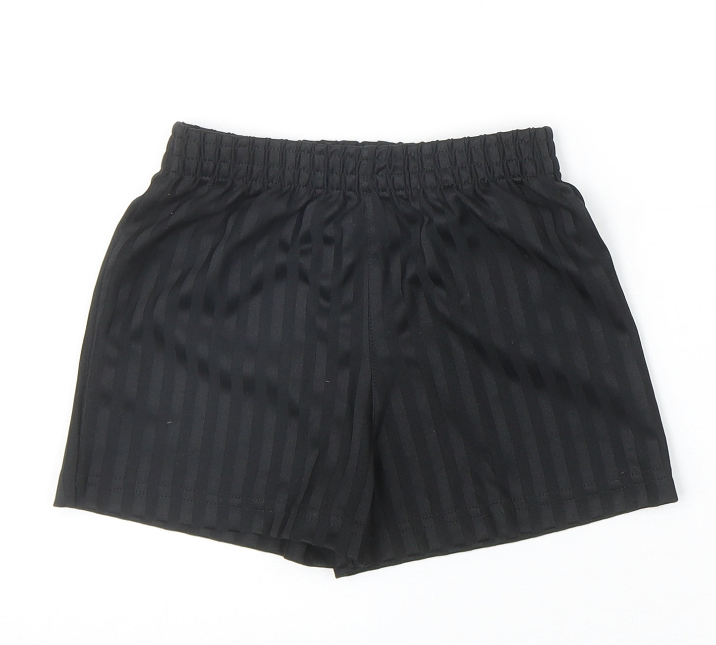 Preworn Boys Black Striped Polyester Sweat Shorts Size 3-4 Years Regular