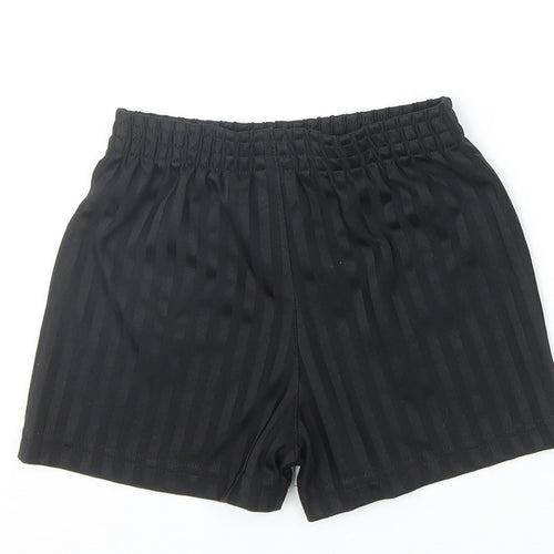 Preworn Boys Black Striped Polyester Sweat Shorts Size 3-4 Years Regular