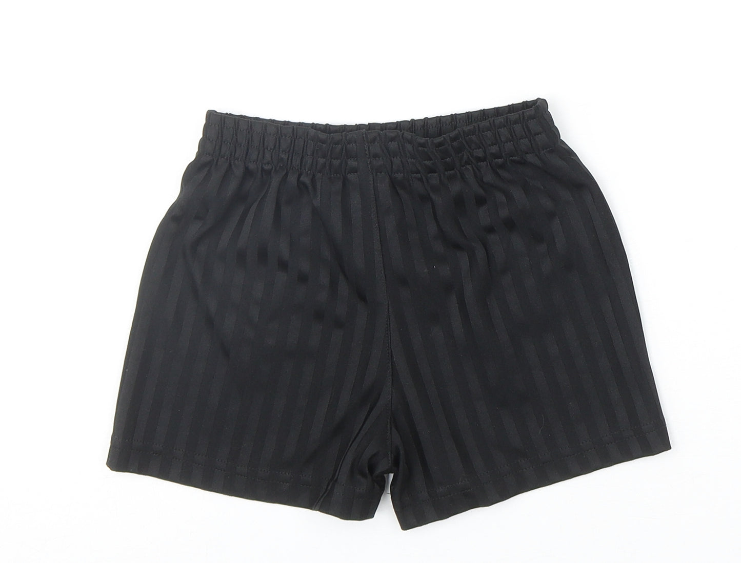 Preworn Boys Black Striped Polyester Sweat Shorts Size 3-4 Years Regular