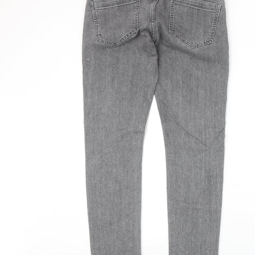 Denim & Co. Mens Grey Cotton Skinny Jeans Size 32 in Extra-Slim Zip