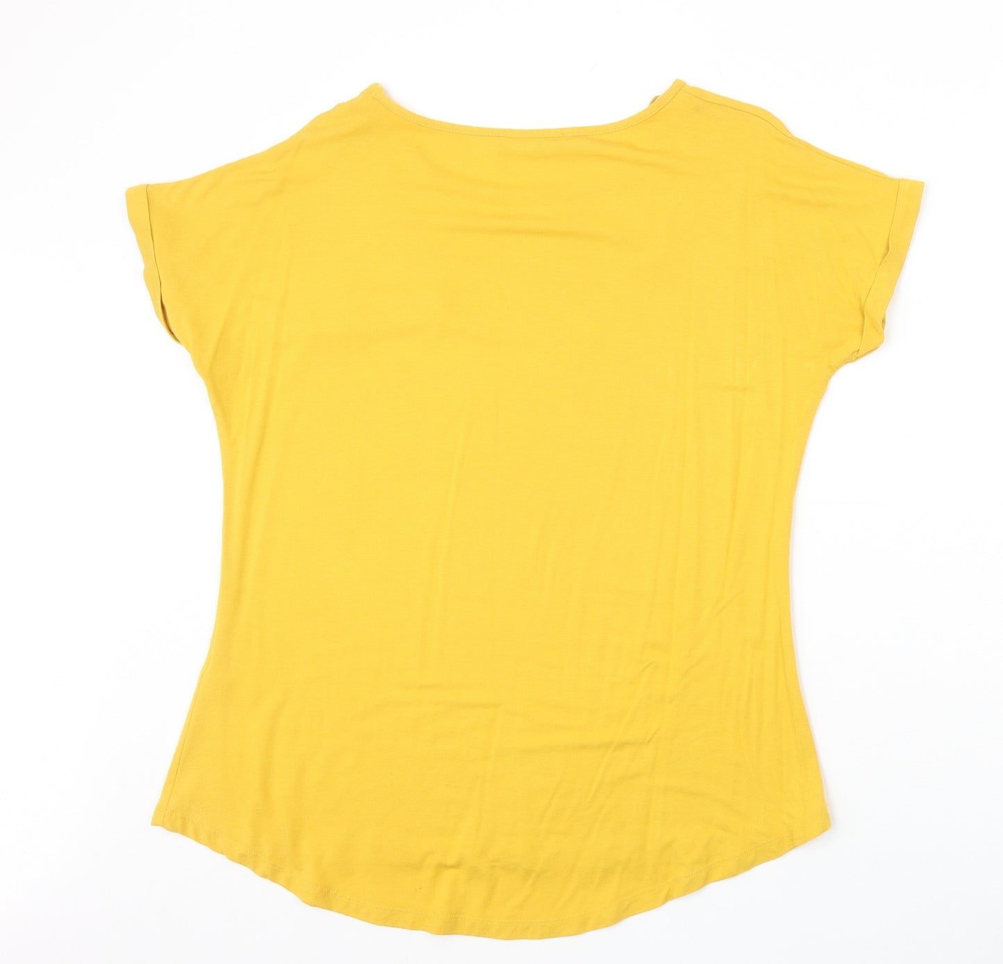 Select Womens Yellow Viscose Basic T-Shirt Size 12 Scoop Neck