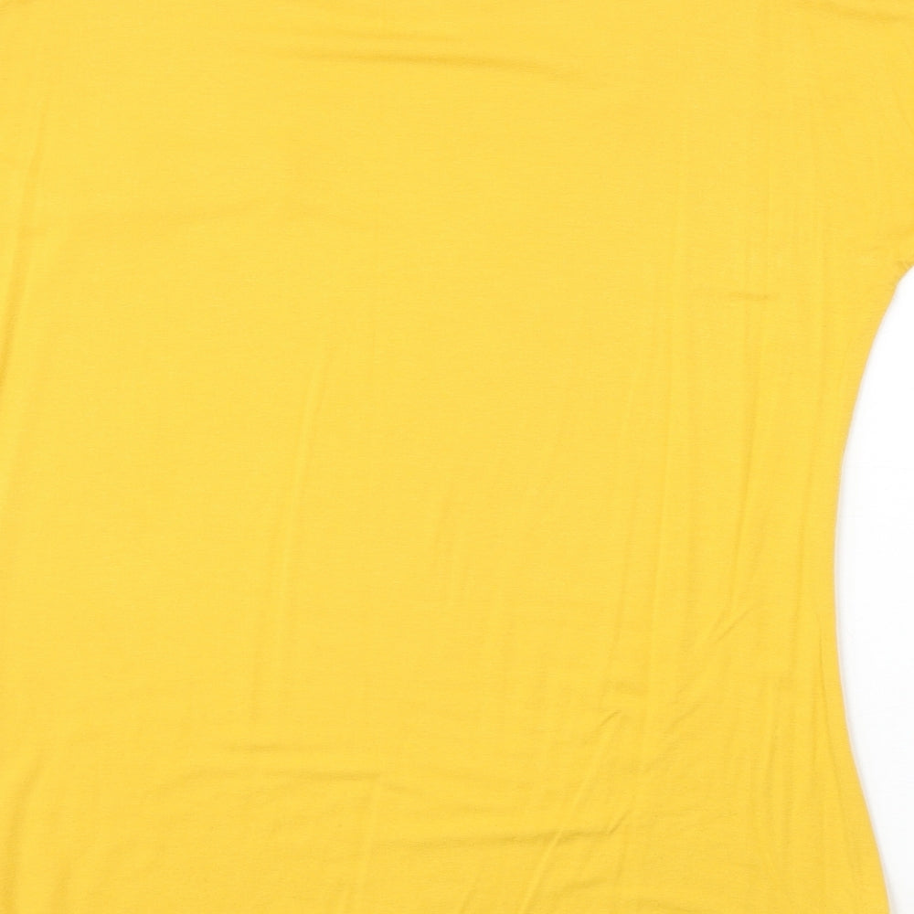 Select Womens Yellow Viscose Basic T-Shirt Size 12 Scoop Neck