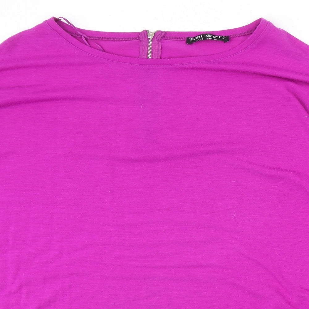 Select Womens Purple Polyester Tunic Blouse Size 14 Boat Neck