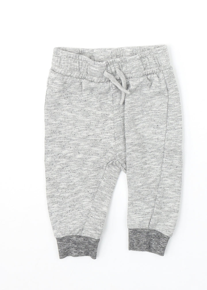 Nutmeg Boys Grey Geometric Cotton Jogger Trousers Size 6-9 Months Pullover
