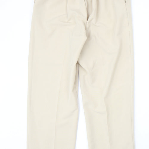 Preworn Womens Beige Polyester Trousers Size 14 Regular