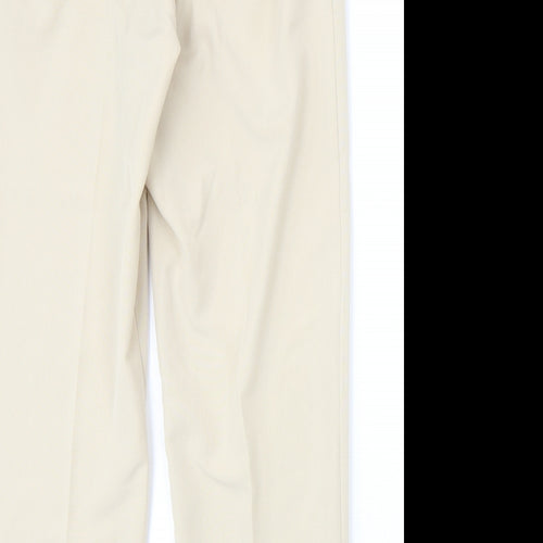 Preworn Womens Beige Polyester Trousers Size 14 Regular