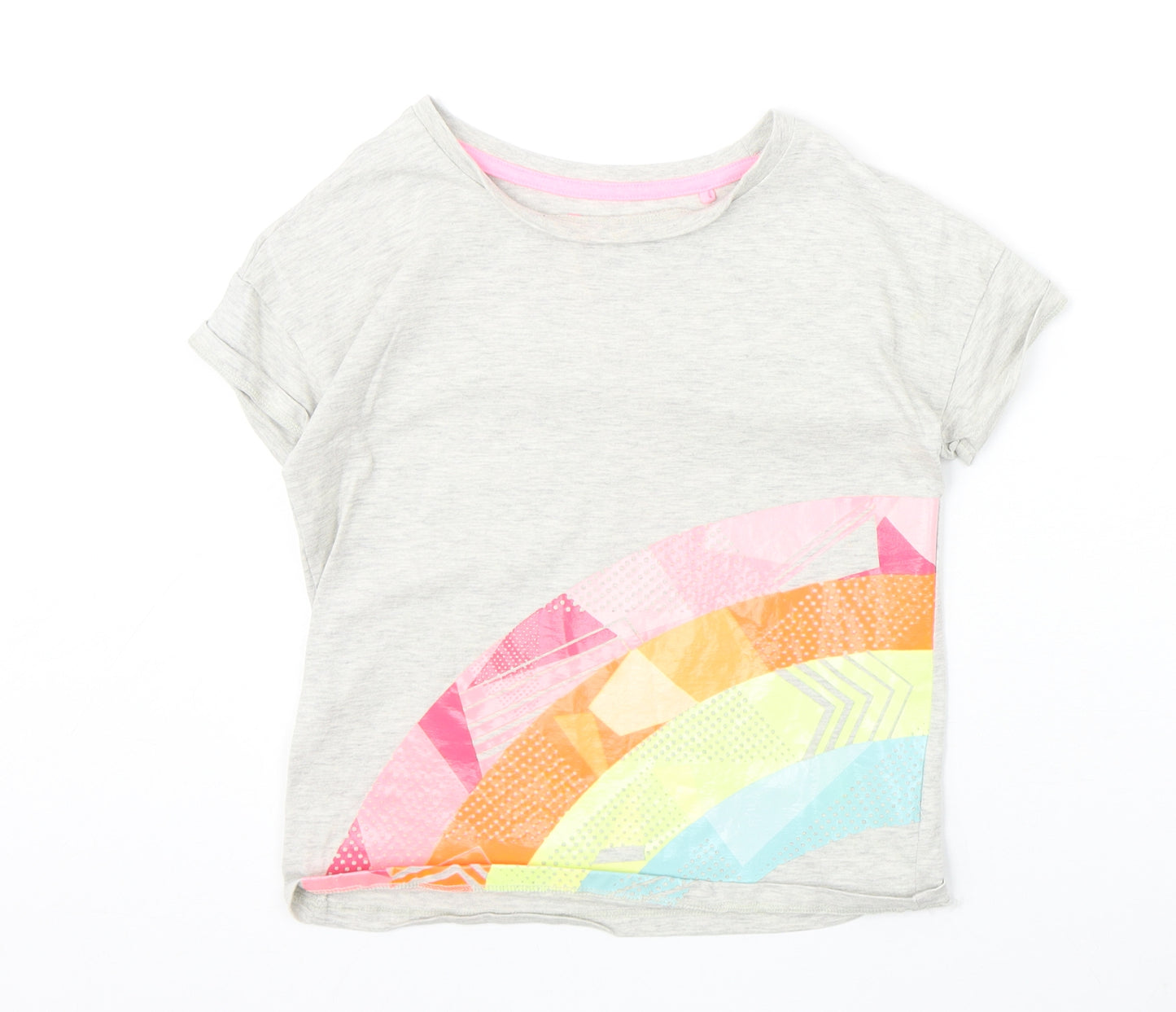 TU Girls Green Cotton Basic T-Shirt Size 8 Years Round Neck Pullover