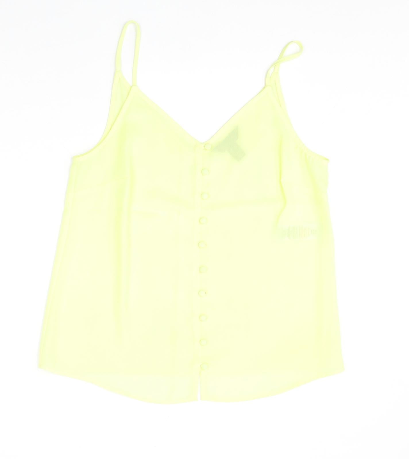New Look Womens Yellow Polyester Camisole Tank Size 8 V-Neck
