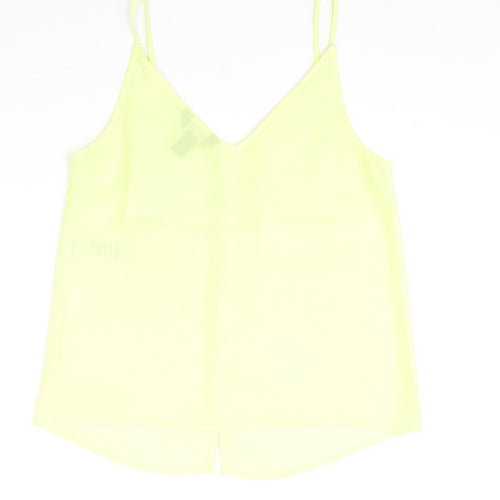 New Look Womens Yellow Polyester Camisole Tank Size 8 V-Neck
