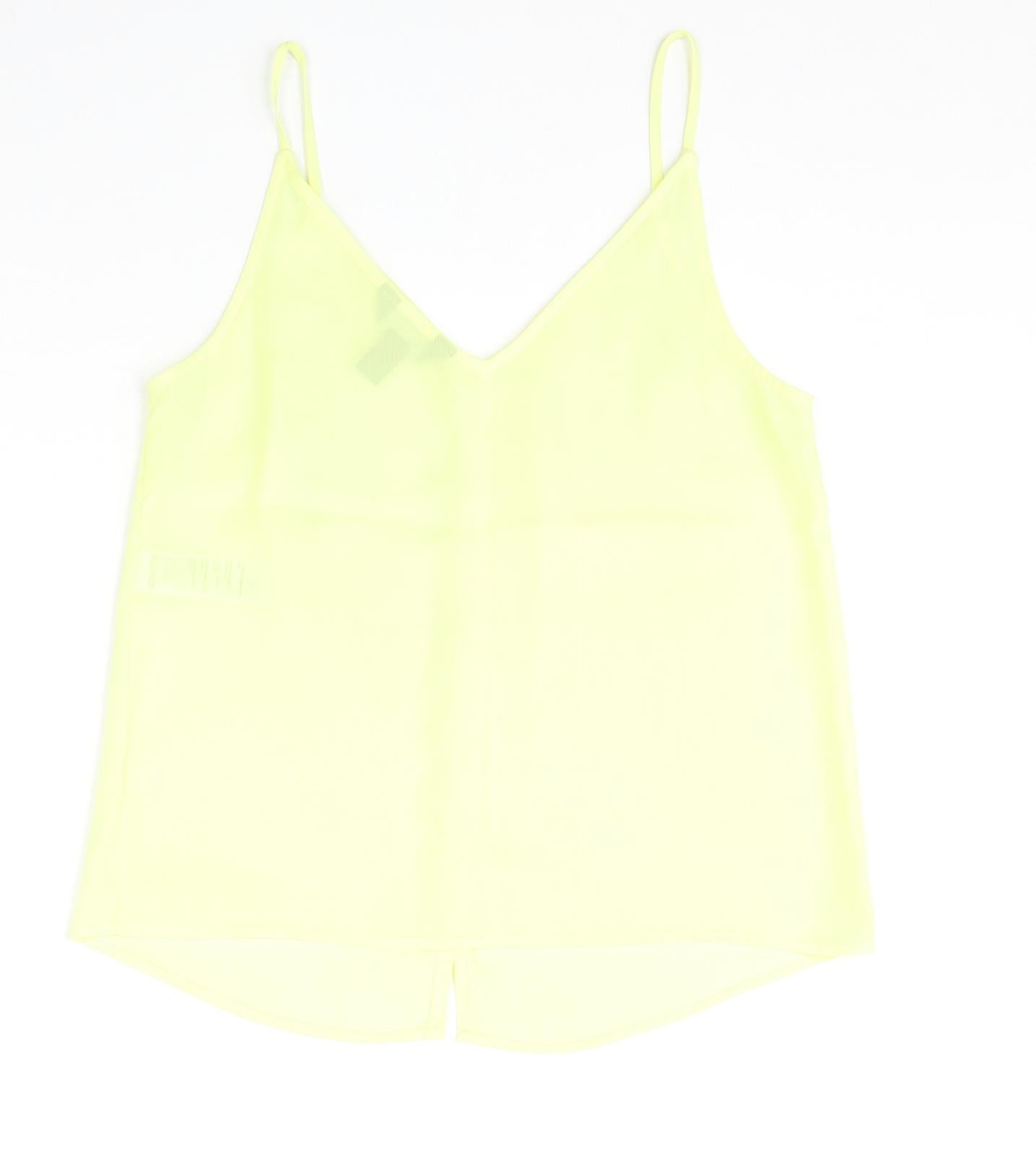 New Look Womens Yellow Polyester Camisole Tank Size 8 V-Neck