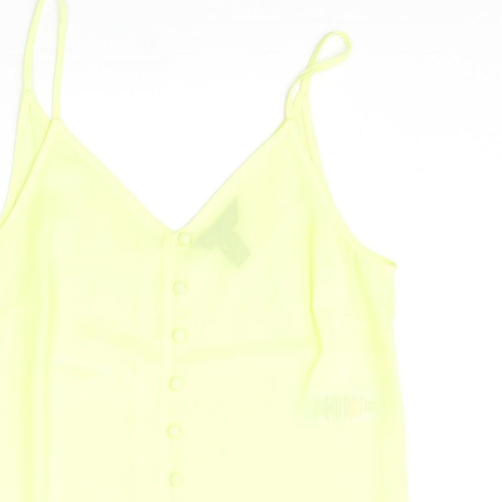 New Look Womens Yellow Polyester Camisole Tank Size 8 V-Neck