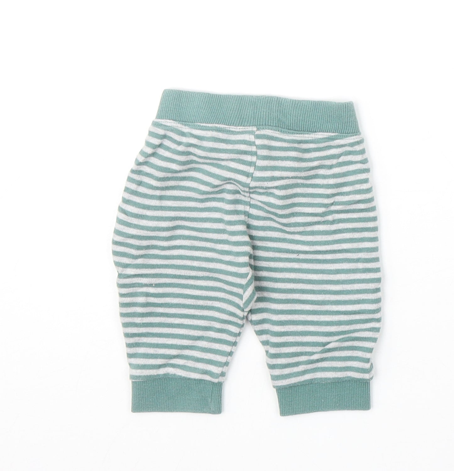 George Baby Green Striped 100% Cotton Jogger Trousers Size 0-3 Months Pullover