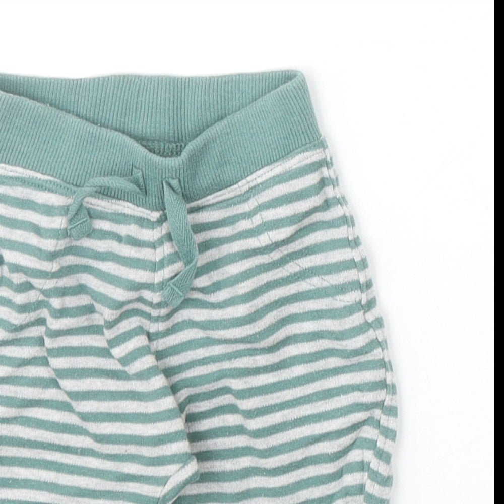 George Baby Green Striped 100% Cotton Jogger Trousers Size 0-3 Months Pullover