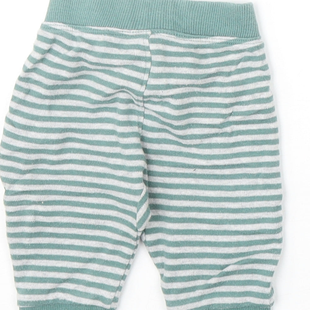 George Baby Green Striped 100% Cotton Jogger Trousers Size 0-3 Months Pullover