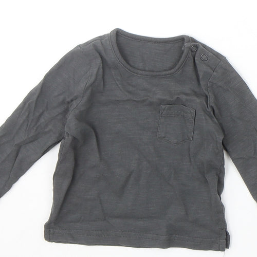 TU Baby Grey 100% Cotton Basic T-Shirt Size 3-6 Months Round Neck Snap