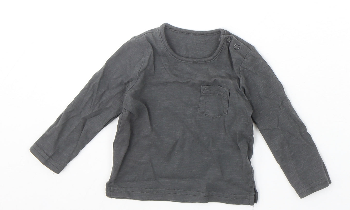 TU Baby Grey 100% Cotton Basic T-Shirt Size 3-6 Months Round Neck Snap