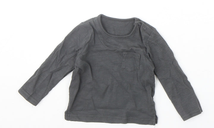 TU Baby Grey 100% Cotton Basic T-Shirt Size 3-6 Months Round Neck Snap