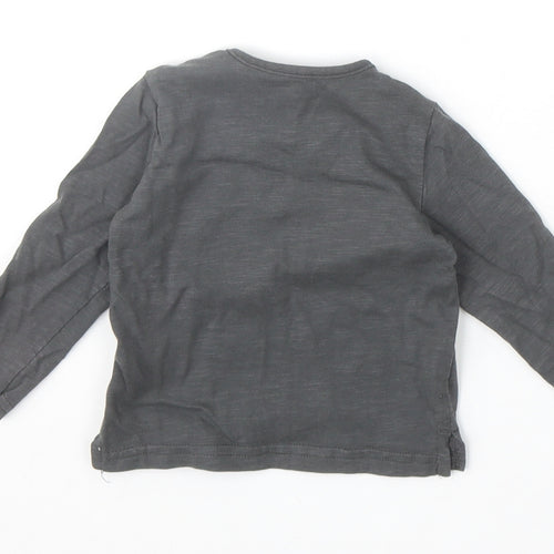 TU Baby Grey 100% Cotton Basic T-Shirt Size 3-6 Months Round Neck Snap