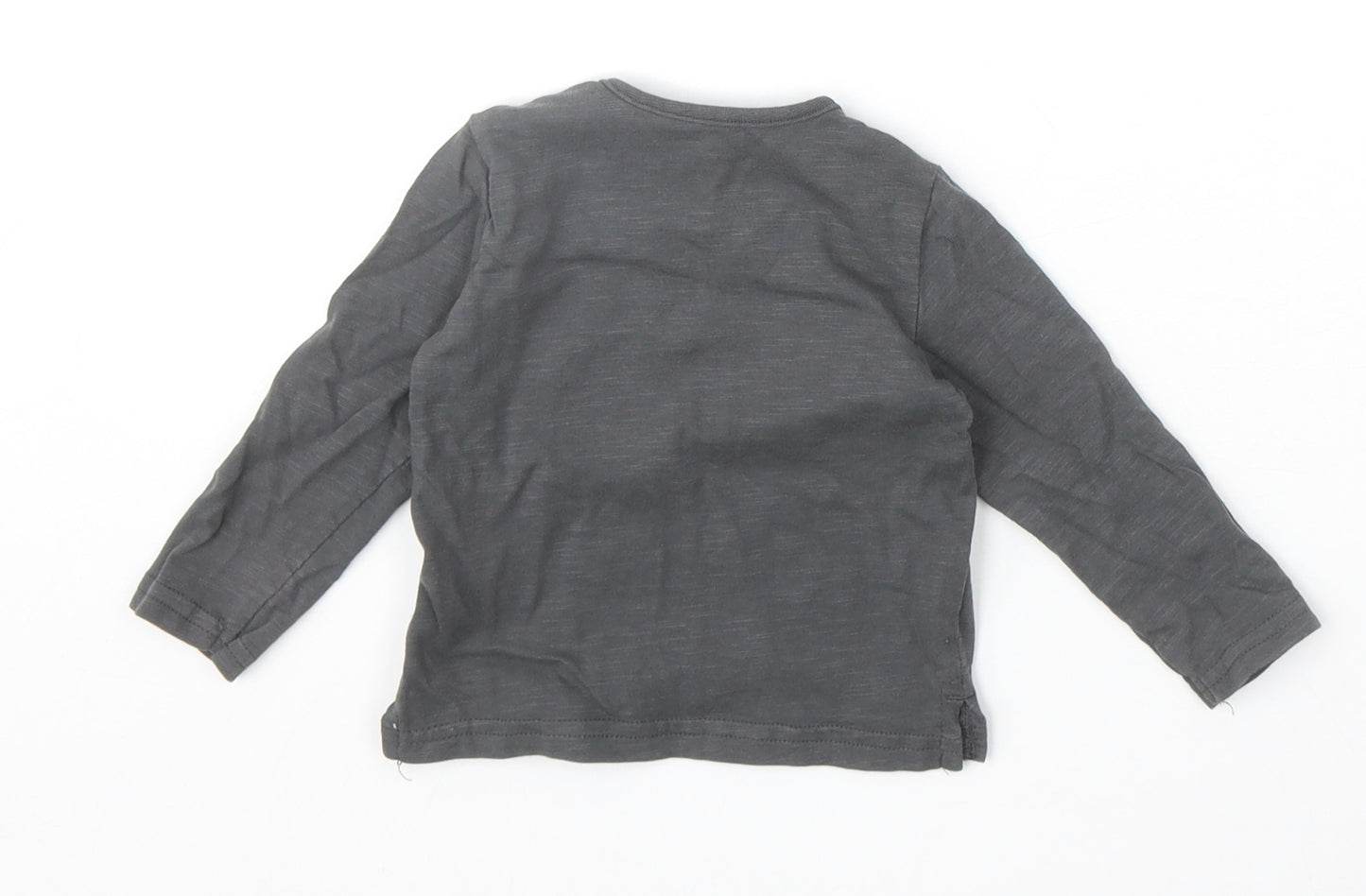 TU Baby Grey 100% Cotton Basic T-Shirt Size 3-6 Months Round Neck Snap