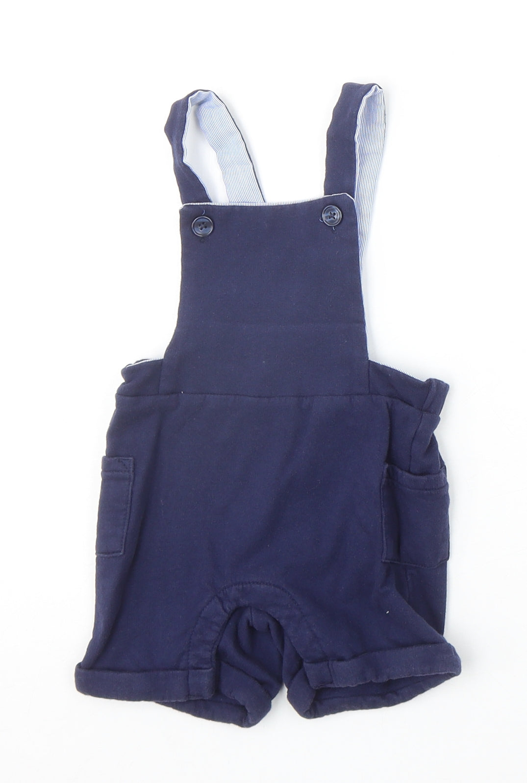 Matalan Boys Blue Cotton Dungaree One-Piece Size 6-9 Months Button