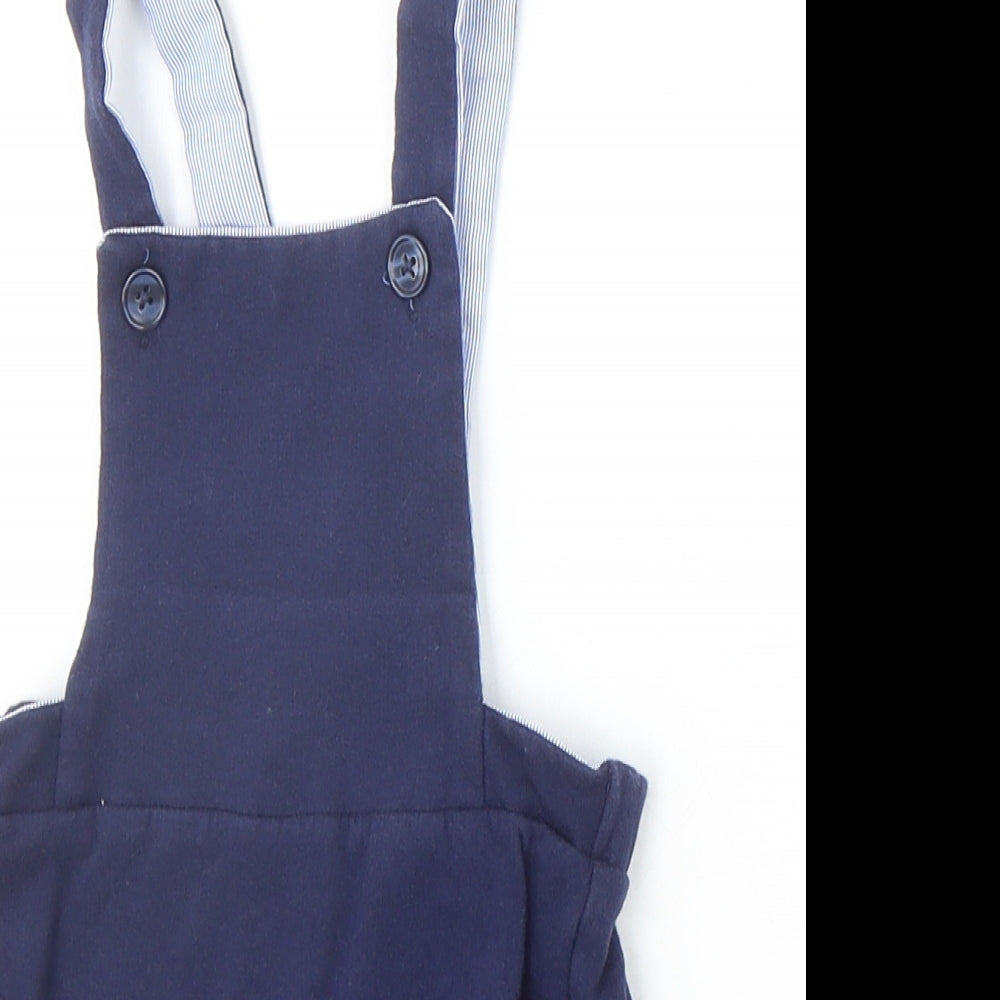 Matalan Boys Blue Cotton Dungaree One-Piece Size 6-9 Months Button