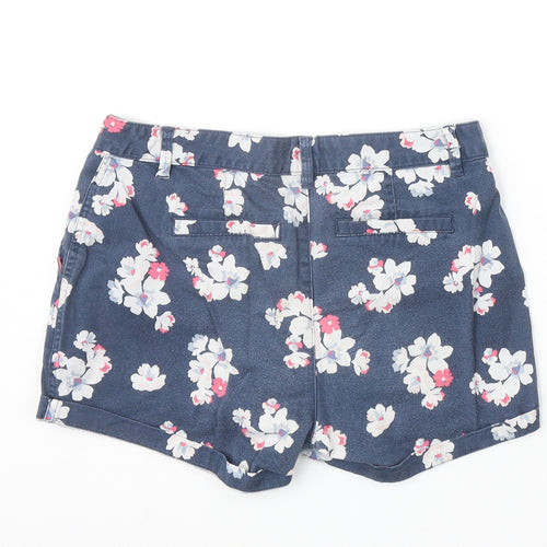 Amazon Essentials Womens Blue Floral Cotton Boyfriend Shorts Size 28 in Regular Zip