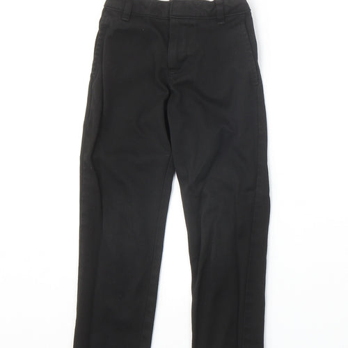 Preworn Boys Black Viscose Chino Trousers Size 5-6 Years Regular Zip