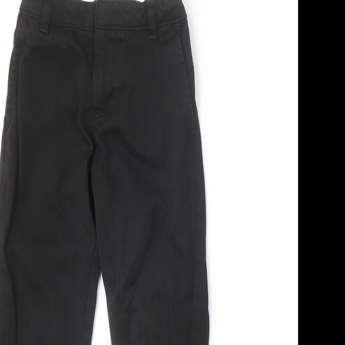 Preworn Boys Black Viscose Chino Trousers Size 5-6 Years Regular Zip