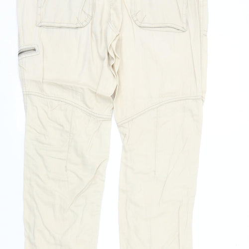Jackpot Womens Beige Cotton Trousers Size 34 in Regular Zip - Ruched