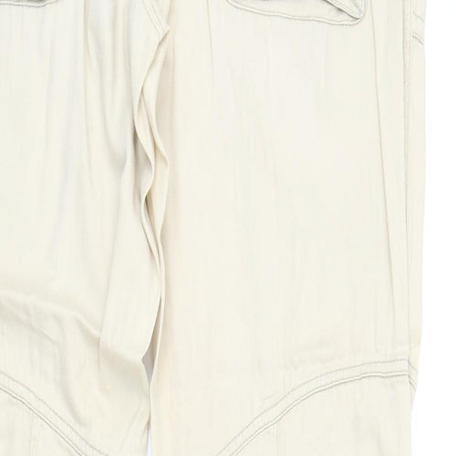 Jackpot Womens Beige Cotton Trousers Size 34 in Regular Zip - Ruched