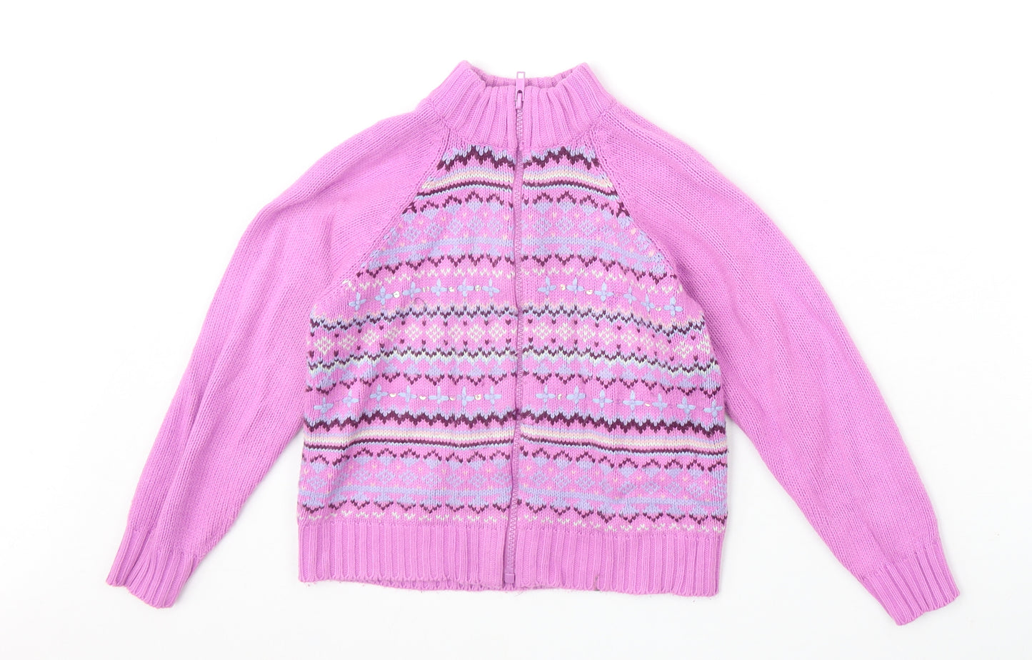 CQ Girls Pink Geometric Jacket Size 6-7 Years Zip
