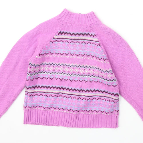 CQ Girls Pink Geometric Jacket Size 6-7 Years Zip