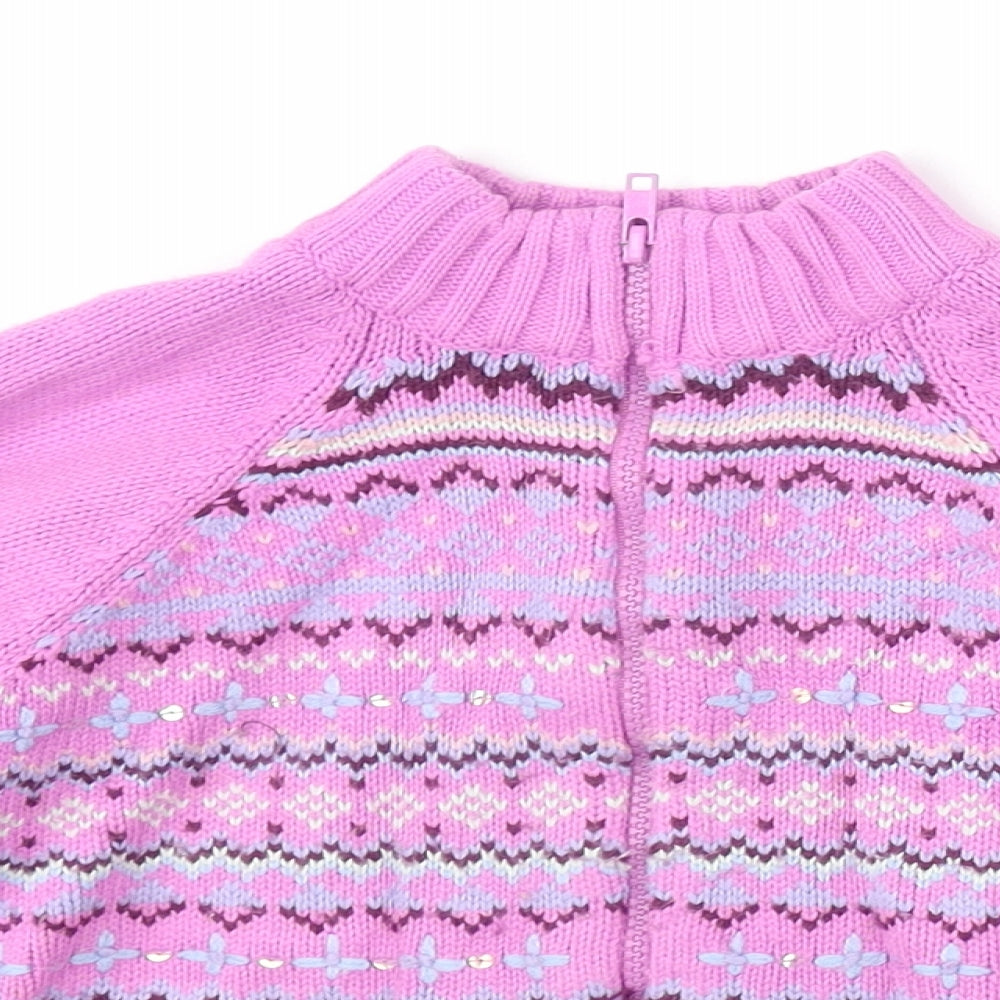 CQ Girls Pink Geometric Jacket Size 6-7 Years Zip