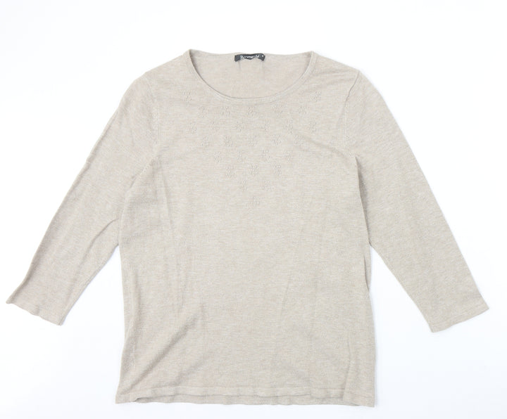 Bonmarché Womens Grey Boat Neck Viscose Pullover Jumper Size S