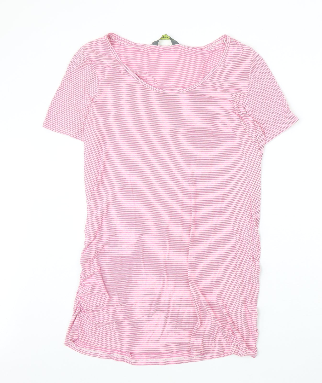 Blooming Marvellous Womens Pink Striped Viscose Basic T-Shirt Size L Boat Neck