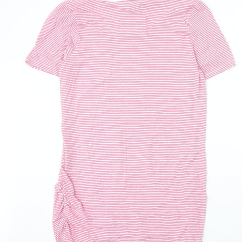 Blooming Marvellous Womens Pink Striped Viscose Basic T-Shirt Size L Boat Neck