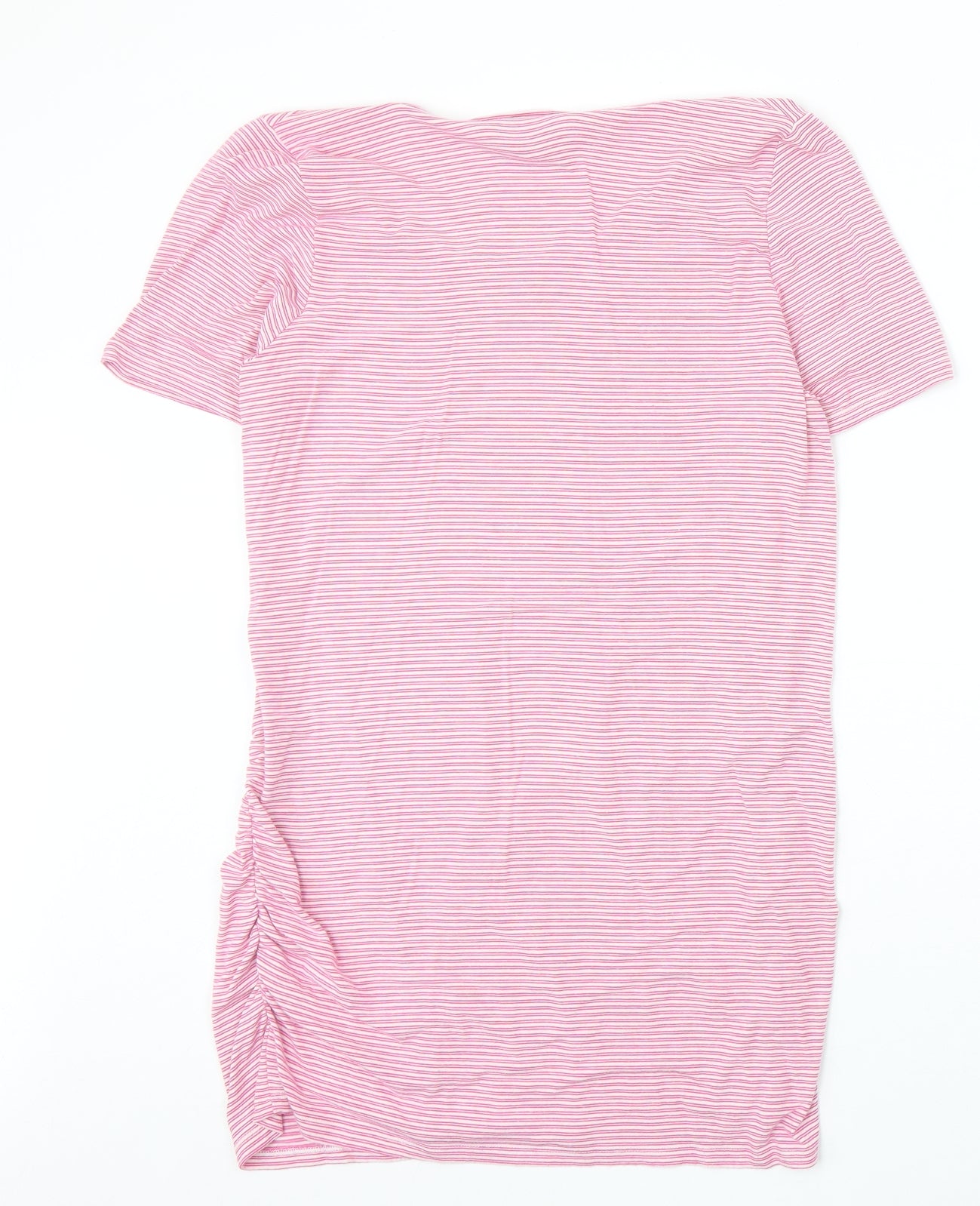 Blooming Marvellous Womens Pink Striped Viscose Basic T-Shirt Size L Boat Neck