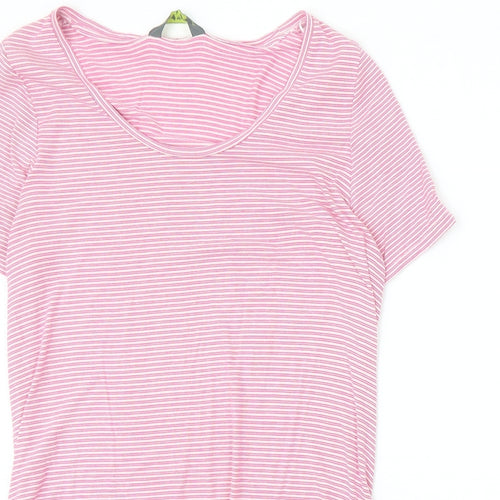 Blooming Marvellous Womens Pink Striped Viscose Basic T-Shirt Size L Boat Neck
