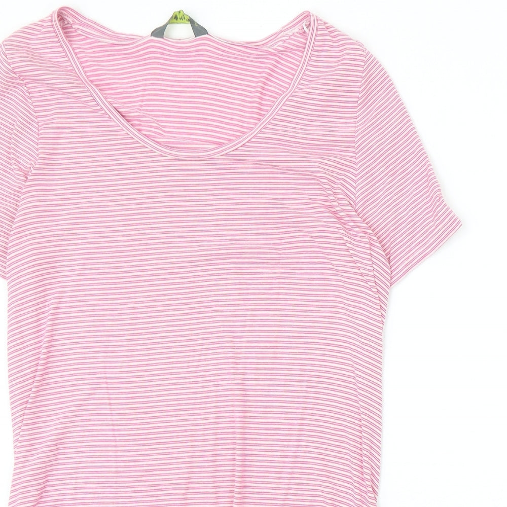 Blooming Marvellous Womens Pink Striped Viscose Basic T-Shirt Size L Boat Neck