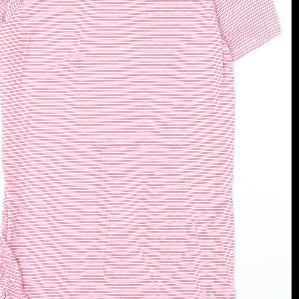 Blooming Marvellous Womens Pink Striped Viscose Basic T-Shirt Size L Boat Neck