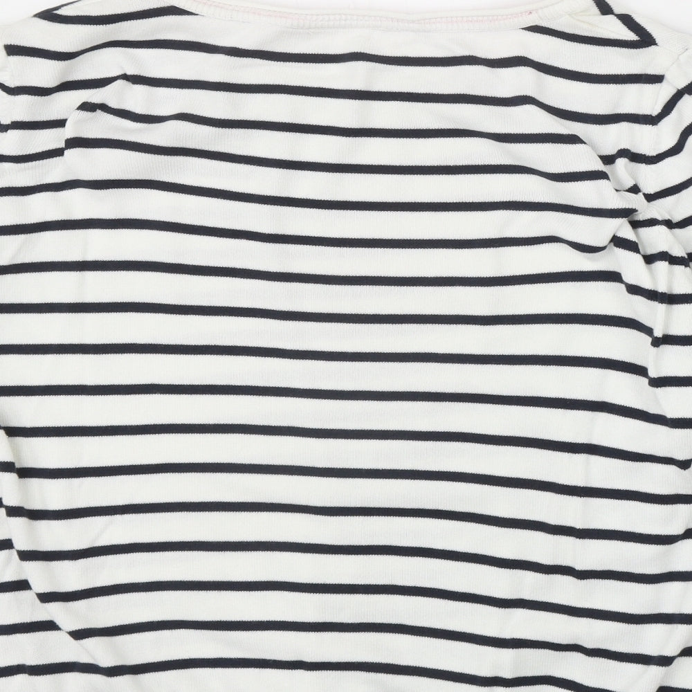 Wallis Womens Ivory Boat Neck Striped 100% Cotton Pullover Jumper Size L - Anchor