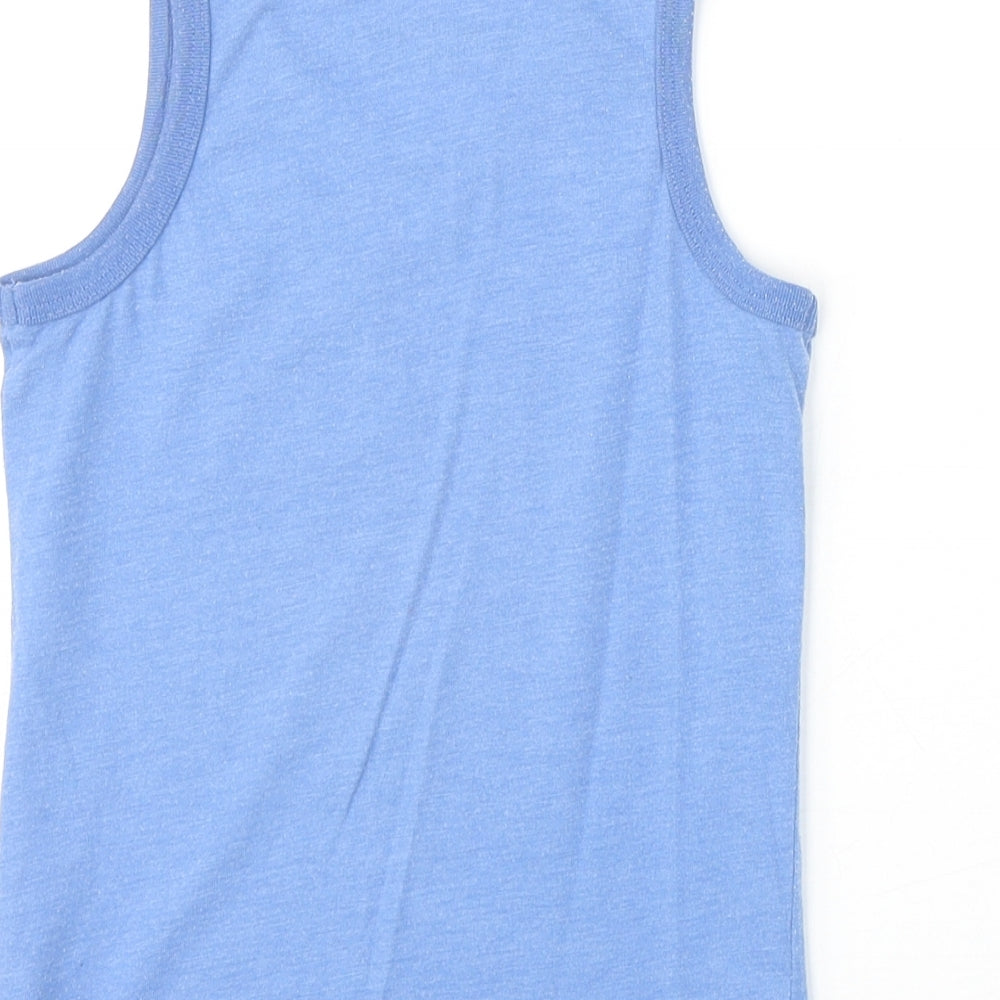 NEXT Boys Blue Cotton Basic Tank Size 4 Years Round Neck Pullover