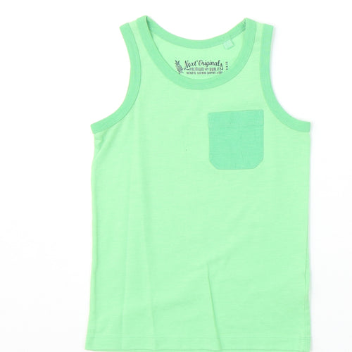 NEXT Boys Green Cotton Basic Tank Size 4 Years Round Neck Pullover