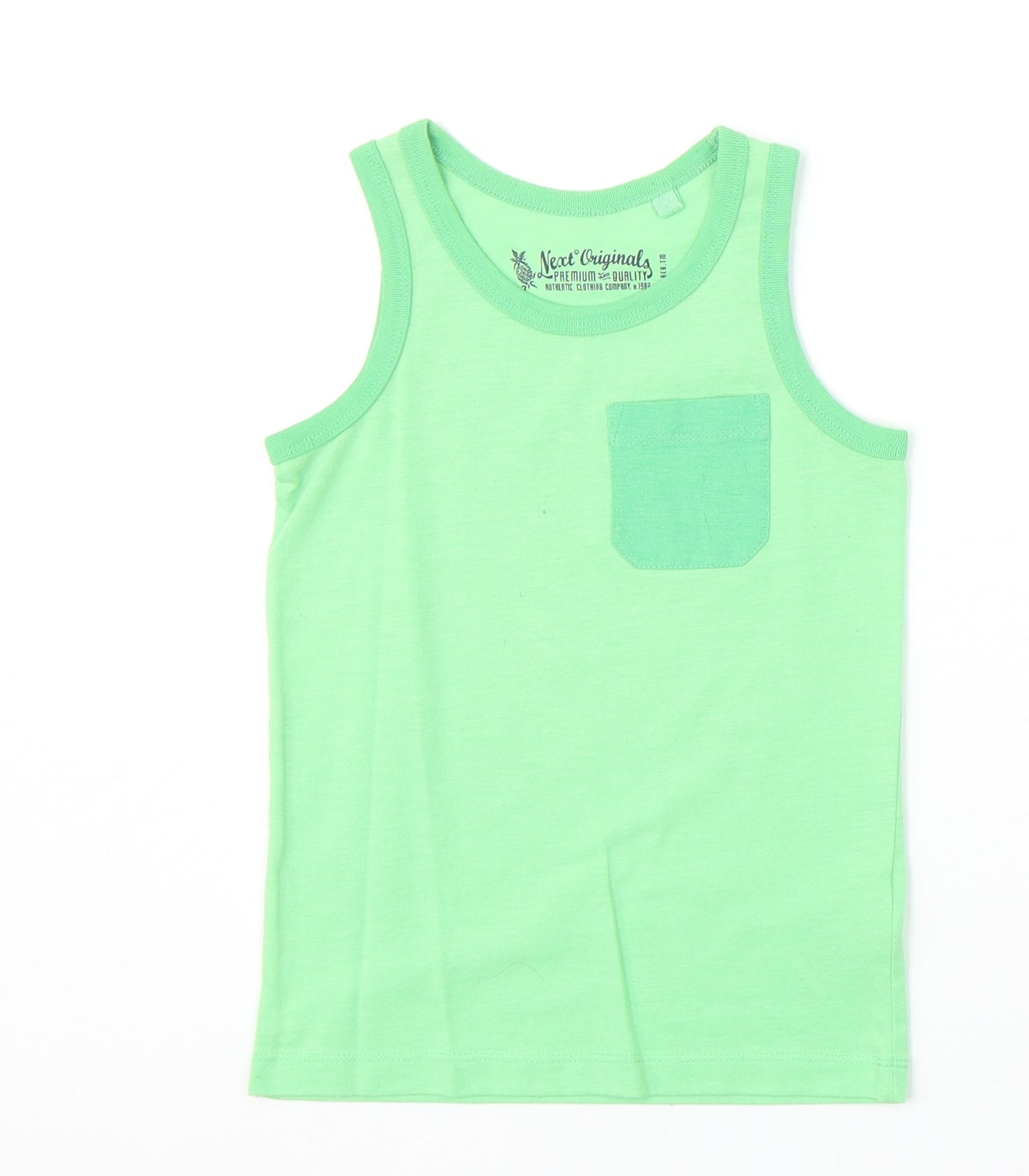 NEXT Boys Green Cotton Basic Tank Size 4 Years Round Neck Pullover