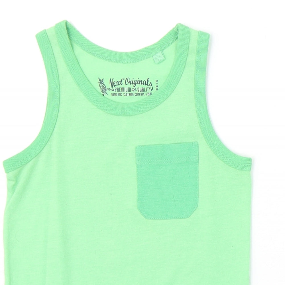 NEXT Boys Green Cotton Basic Tank Size 4 Years Round Neck Pullover