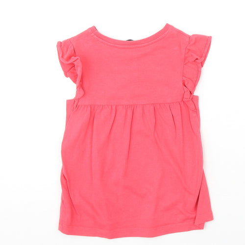 George Girls Pink 100% Cotton A-Line Size 3-4 Years Round Neck Pullover - Flowers