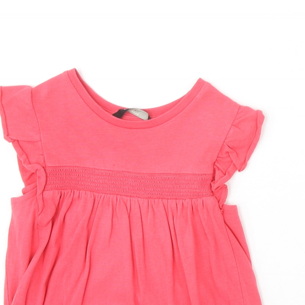 George Girls Pink 100% Cotton A-Line Size 3-4 Years Round Neck Pullover - Flowers