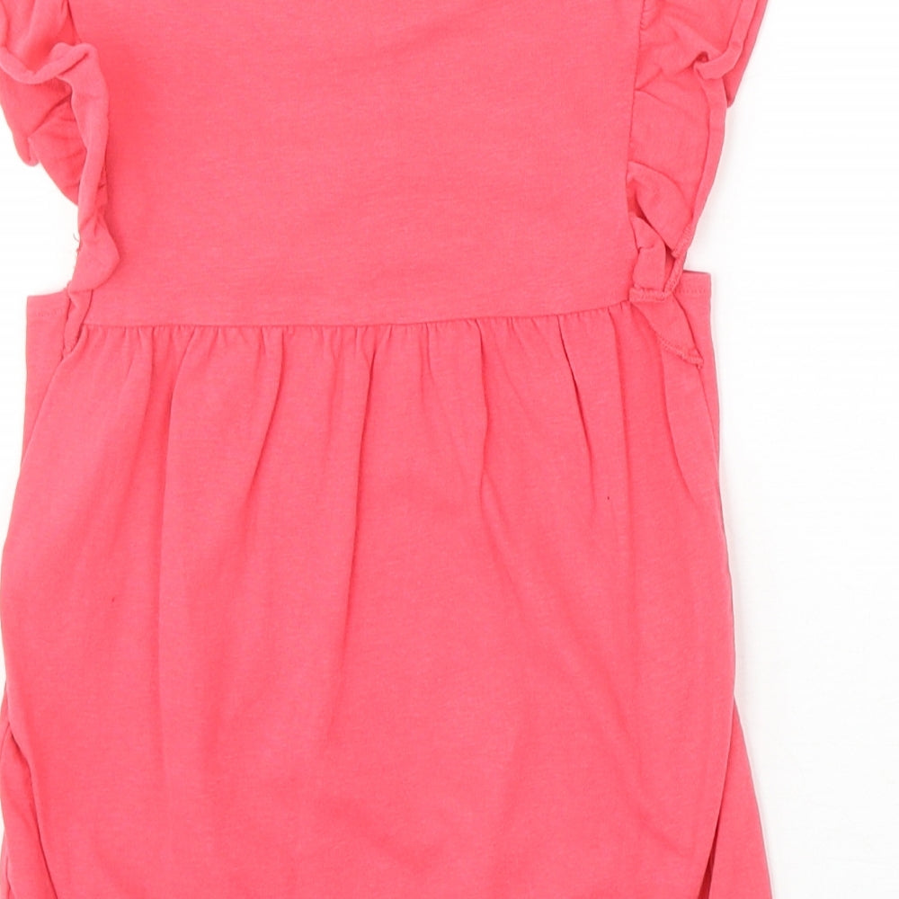George Girls Pink 100% Cotton A-Line Size 3-4 Years Round Neck Pullover - Flowers