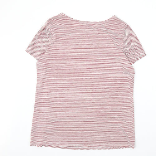 Jasper Conran Womens Red Striped Viscose Basic T-Shirt Size 14 Boat Neck